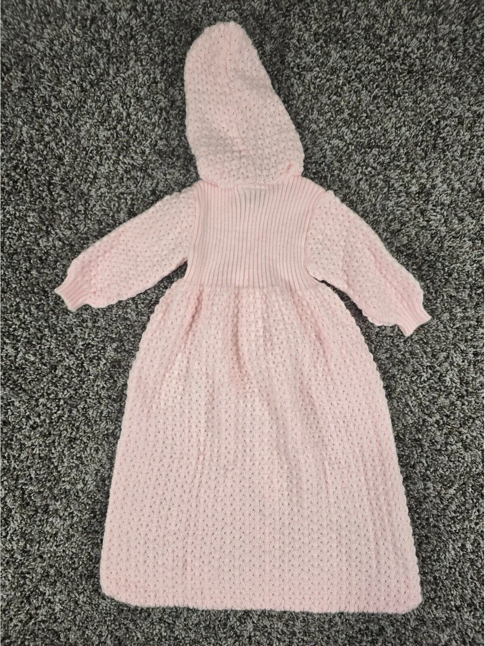 Vintage 1960s Little Show Offs Baby Girls Sz 3-6M Crochet Knit Sleep Dress Pink